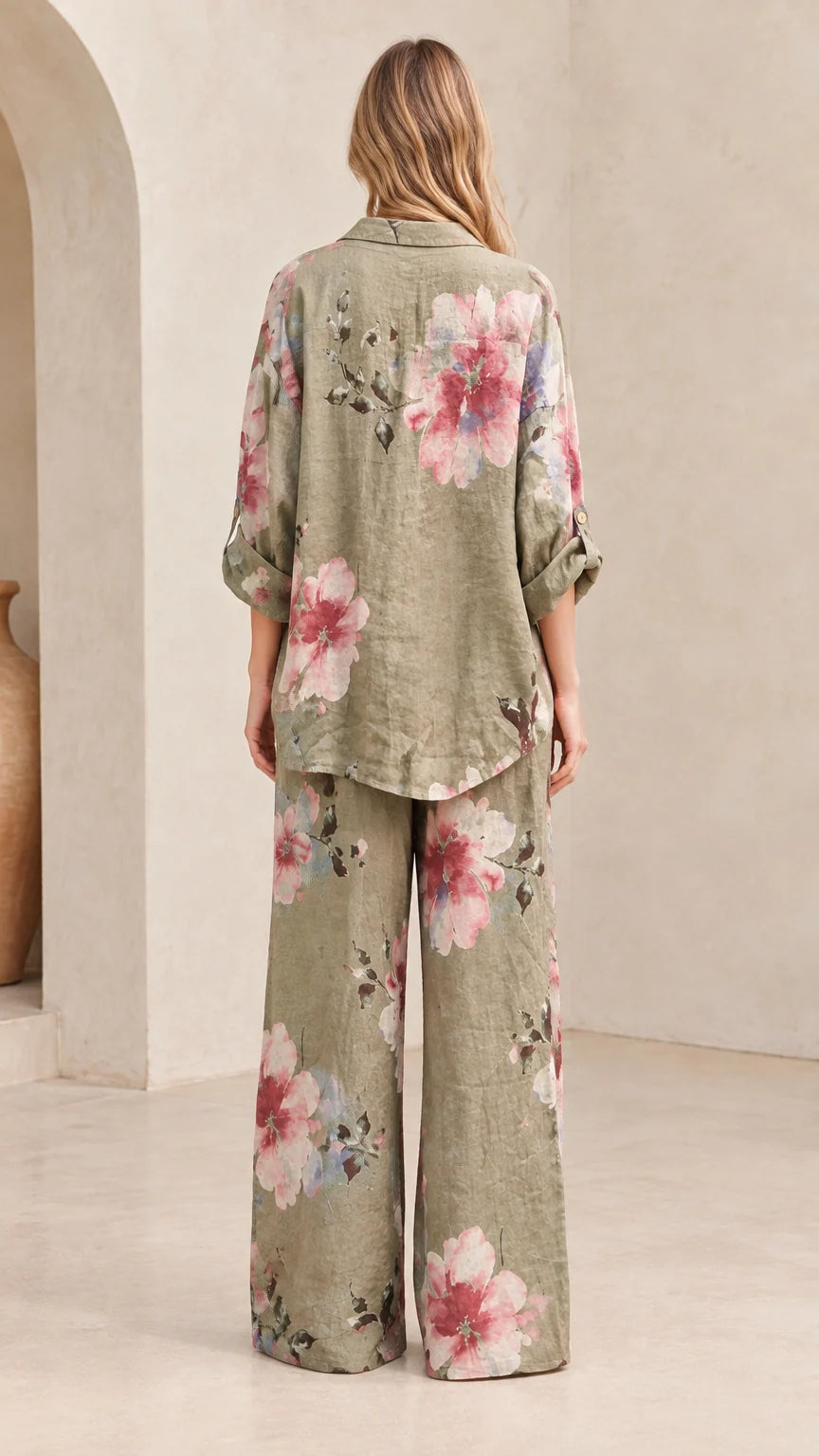 Sage Green floral lounge set back view