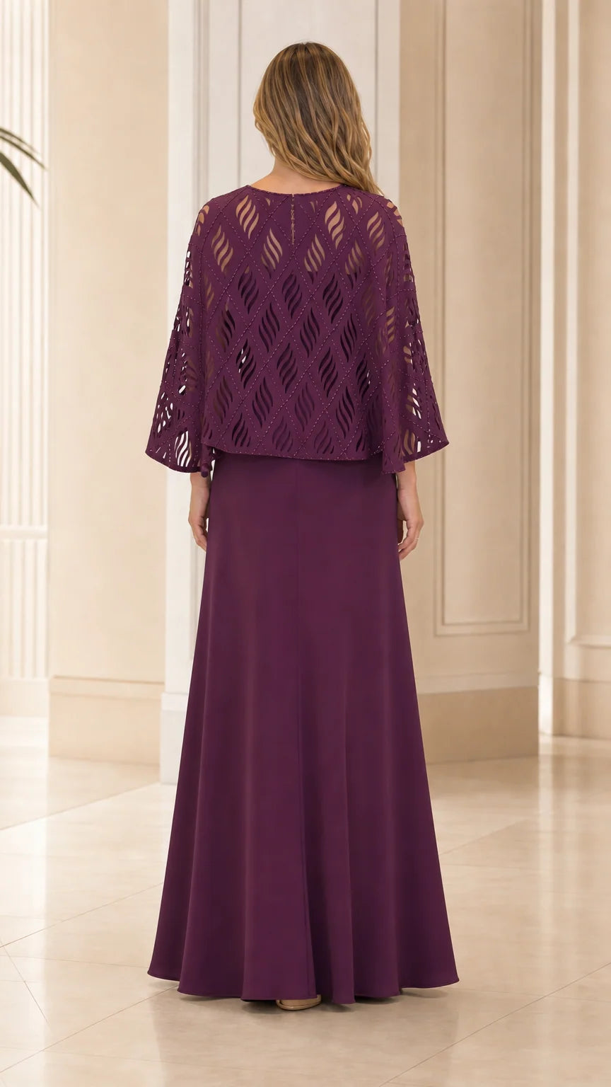 Back view of the plum formal dress