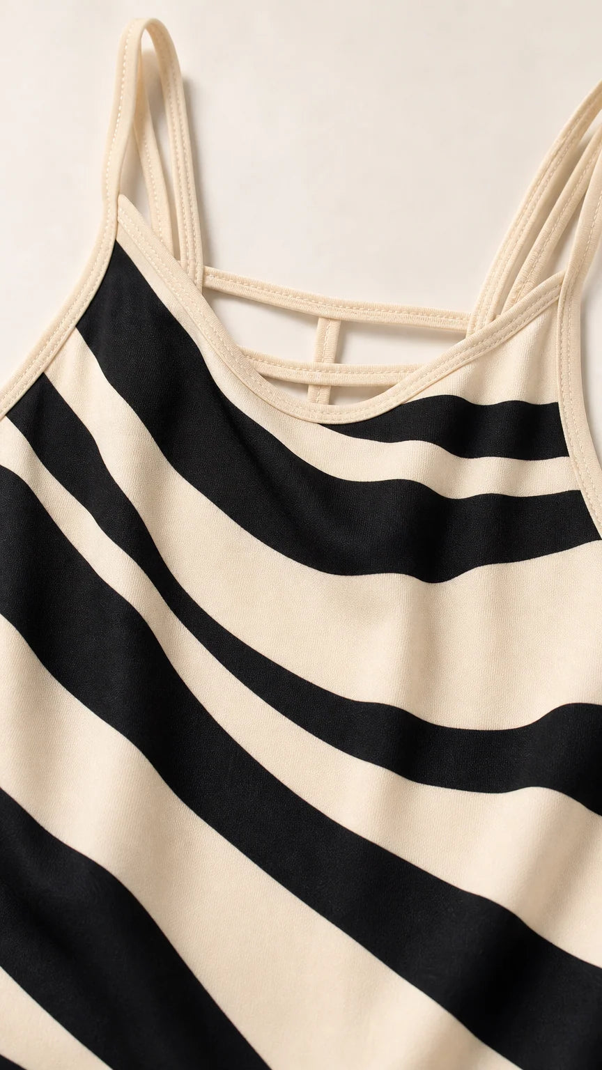 Close-up of zebra pattern fabric and strap construction