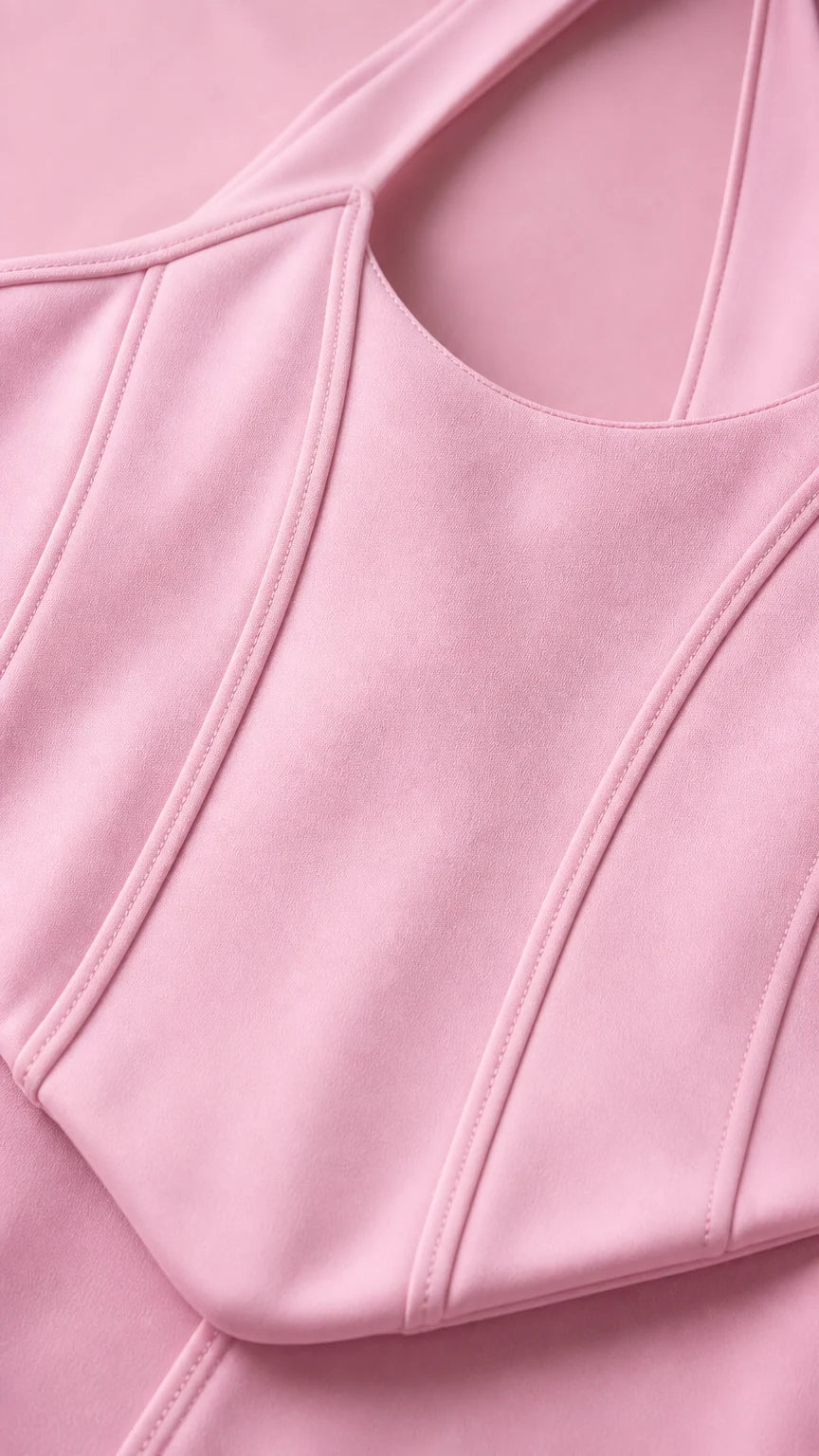 Close-up detail of structured corset seams on bodice