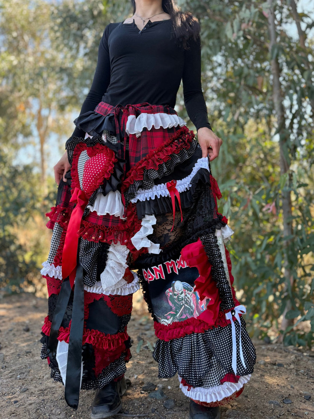Upcycled Adjustable-Waist Ruffle Pants